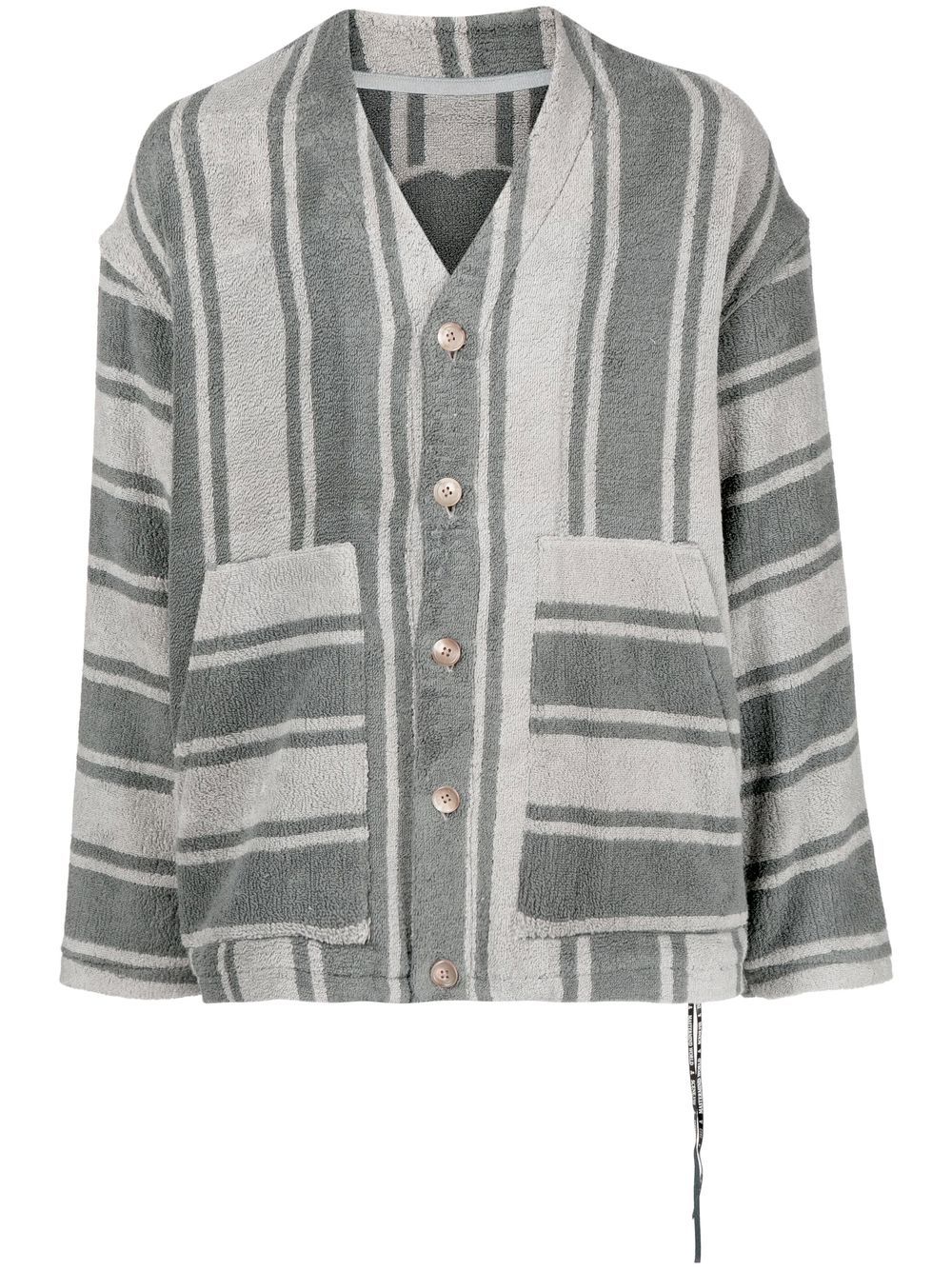 Mastermind World striped cotton cardigan - Grey