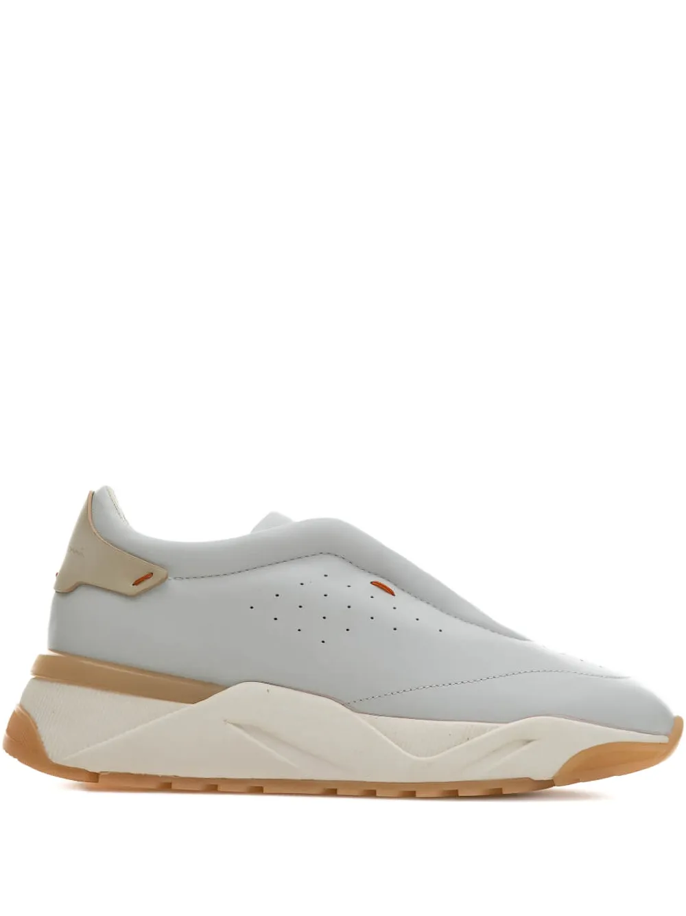 Santoni leather perforated sneakers Wit