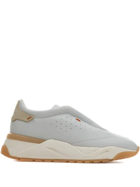 Santoni leather perforated sneakers