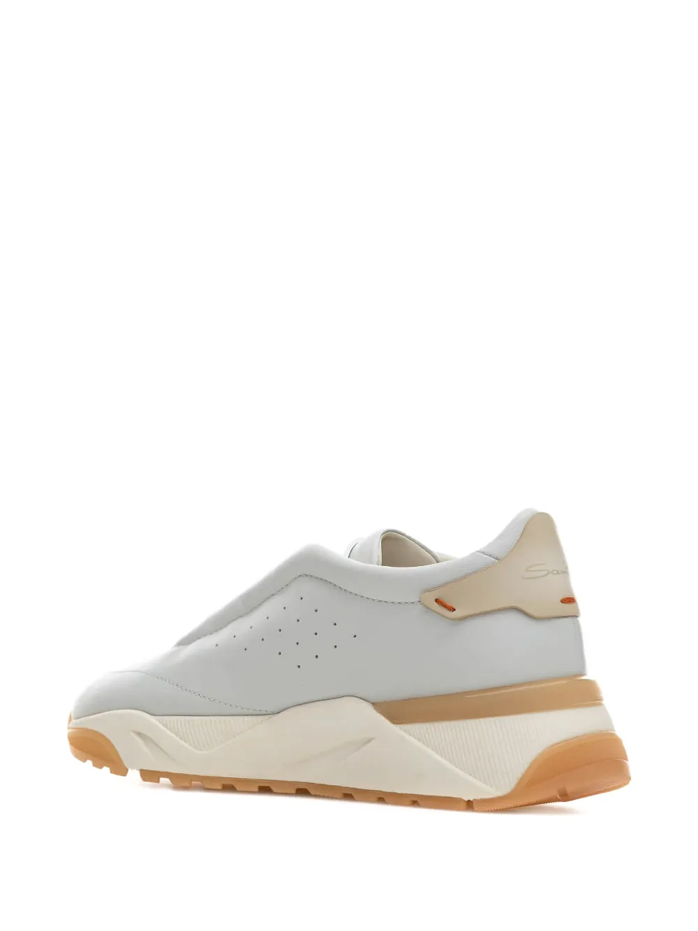 Santoni leather perforated sneakers - Wit