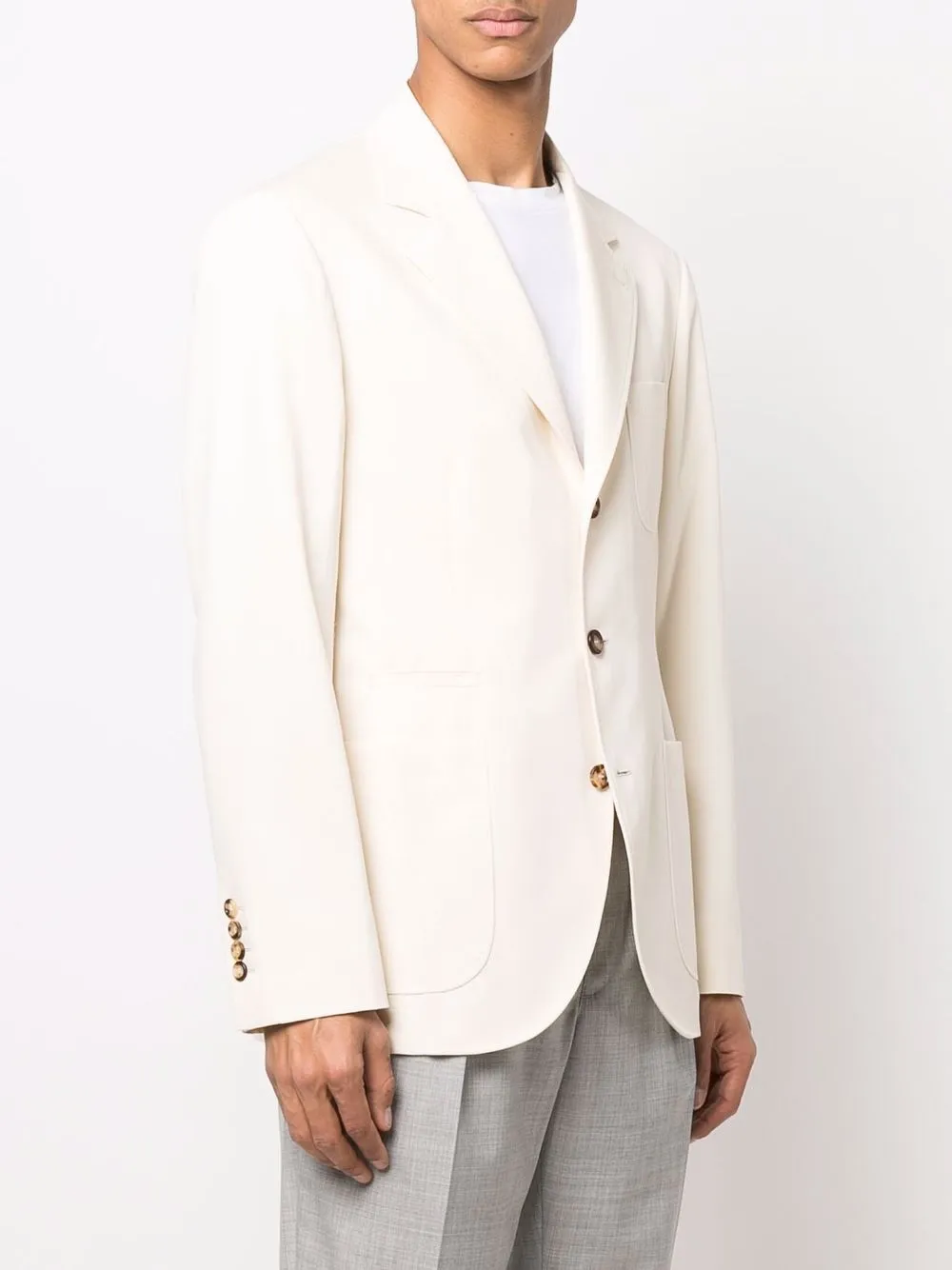 Brunello Cucinelli Blazer met enkele rij knopen Wit