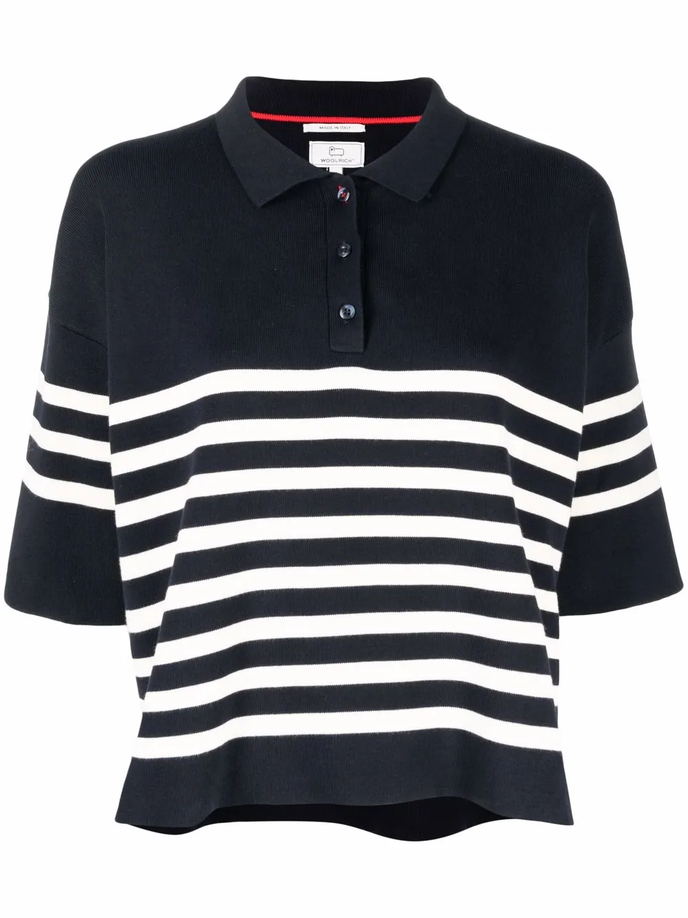 

Woolrich stripe-print cotton polo top - Blue