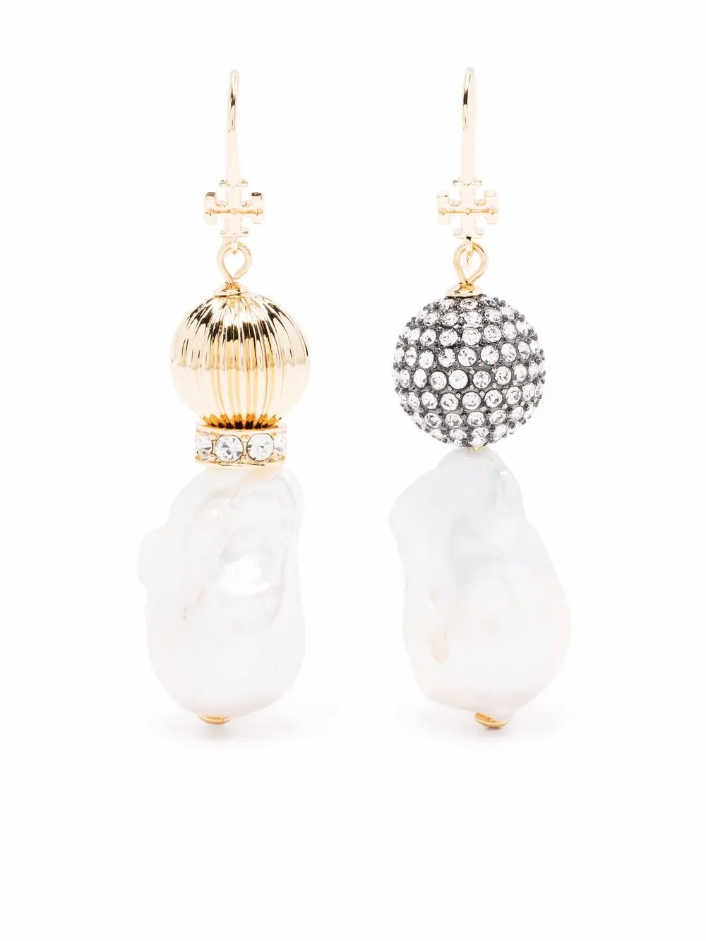 

Tory Burch aretes desparejados con perlas - Dorado