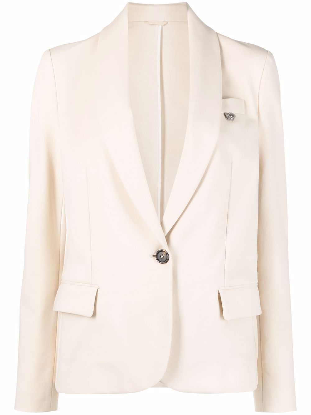 Brunello Cucinelli Blazer met enkele rij knopen Beige