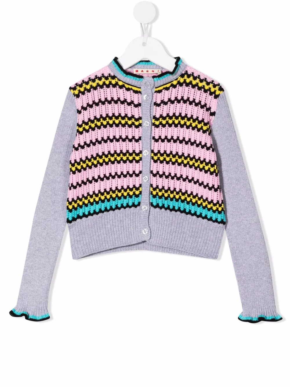 

Marni Kids stripe-print cotton cardigan - Grey