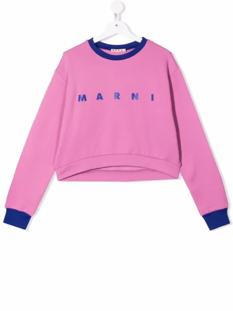 Marni Kids TEEN logo-print contrast-trim sweatshirt
