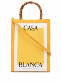 Casablanca logo-print bamboo-handle tote bag - Yellow