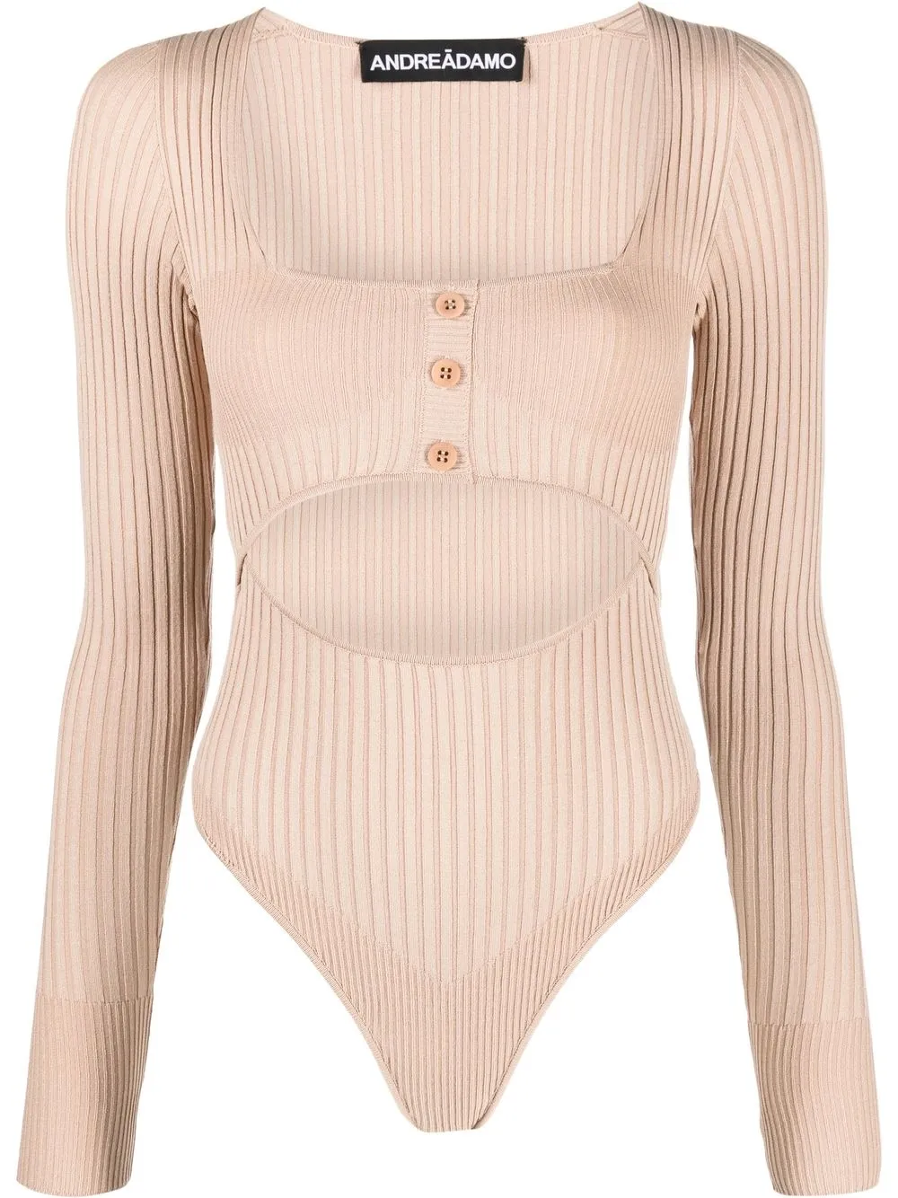 

ANDREĀDAMO ribbed-knit square-neck bodysuit - Neutrals