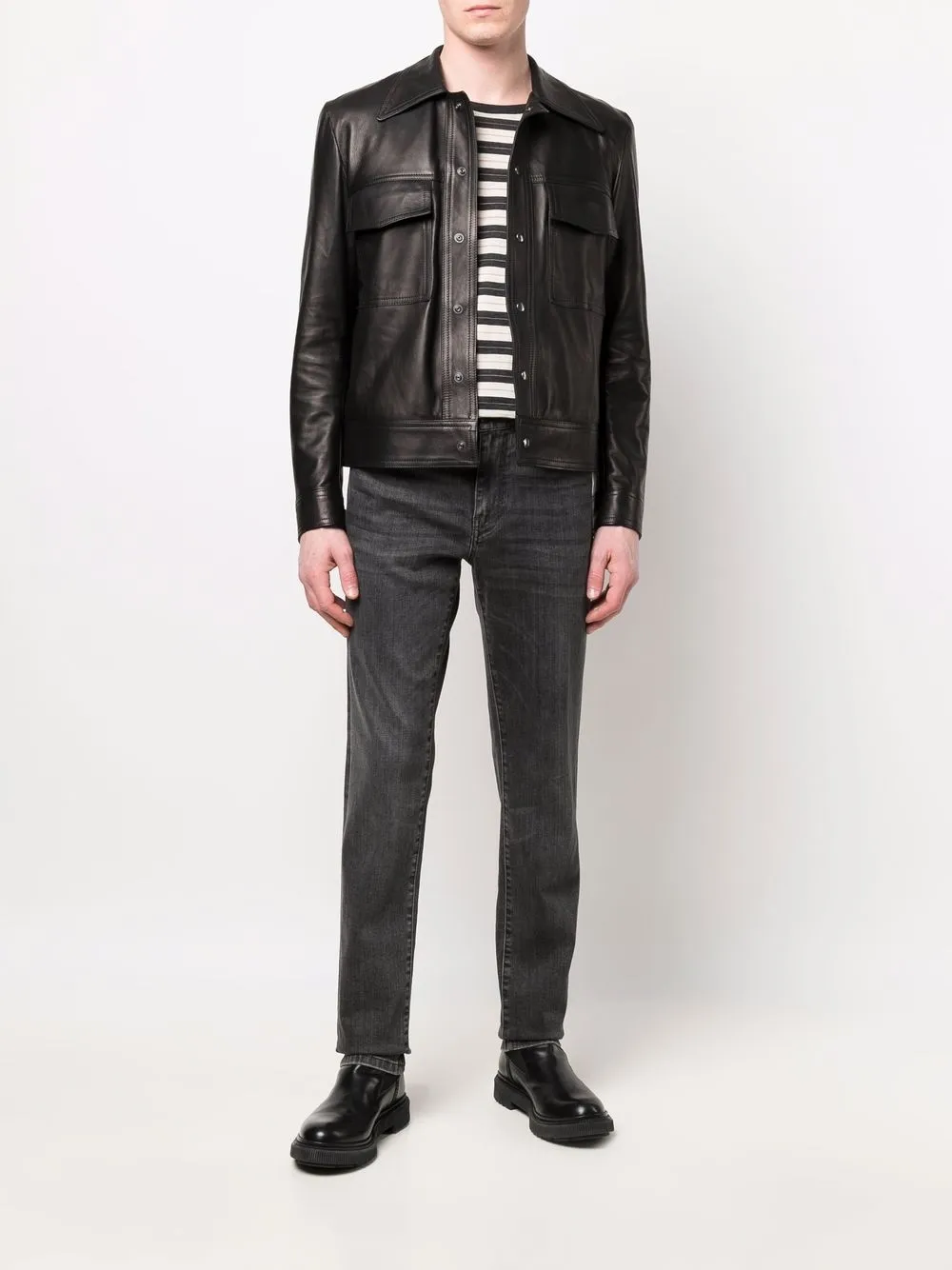 Salvatore Santoro chest pocket leather jacket | Leather Jackets | Image 2
