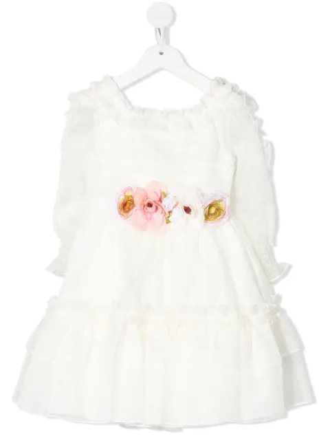 Patachou floral-appliqué ruched-detail dress 