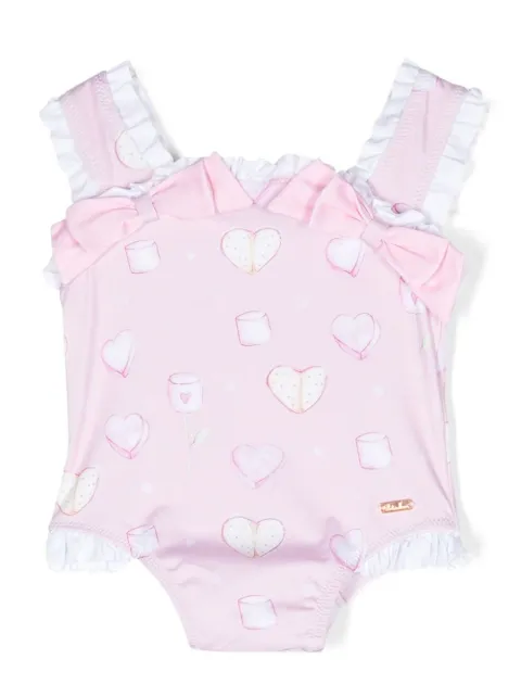 Patachou traje de baño con estampado gráfico y moño