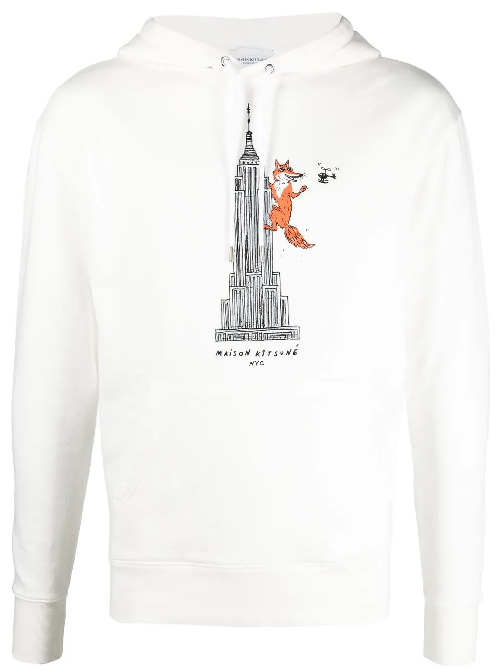 

Maison Kitsuné hoodie con rascacielos estampado - Blanco