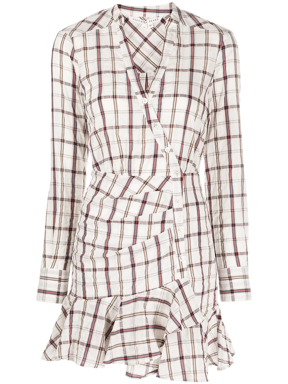 

Veronica Beard vestido Sherry cruzado a cuadros - Blanco