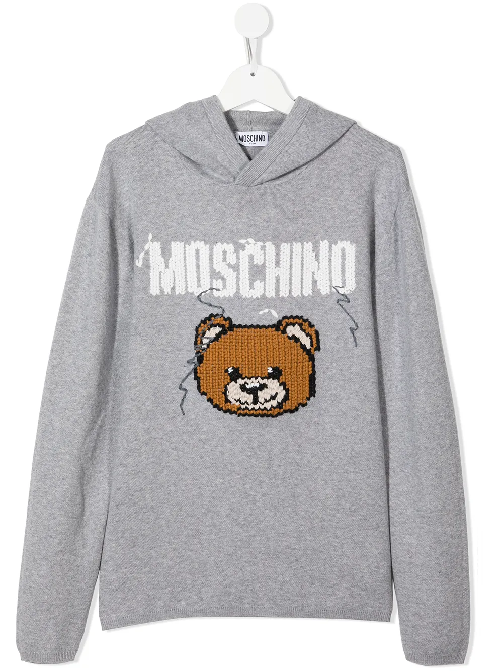 

Moschino Kids teddy bear-print pullover hoodie - Grey