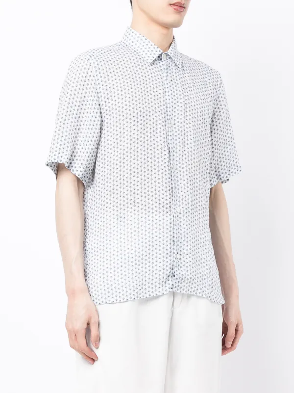 Shop BOSS leaf-print short-sleeve shirt 