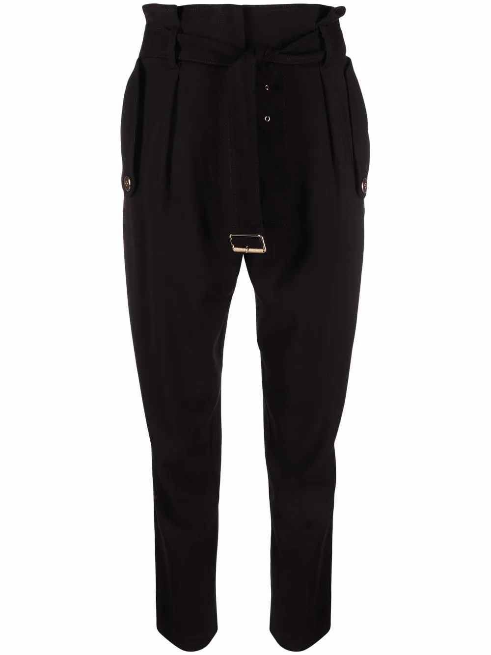 

Elisabetta Franchi pantalones tapered con cintura paperbag - Negro