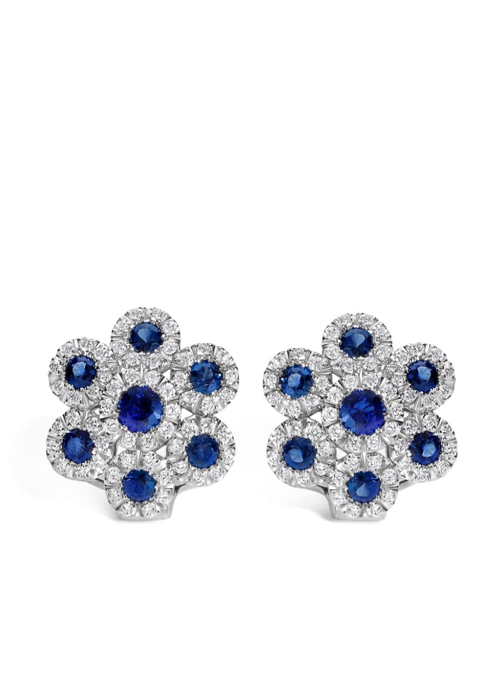 Leo Pizzo 18kt White Gold Augusta Sapphire And Diamond Earrings In Silber