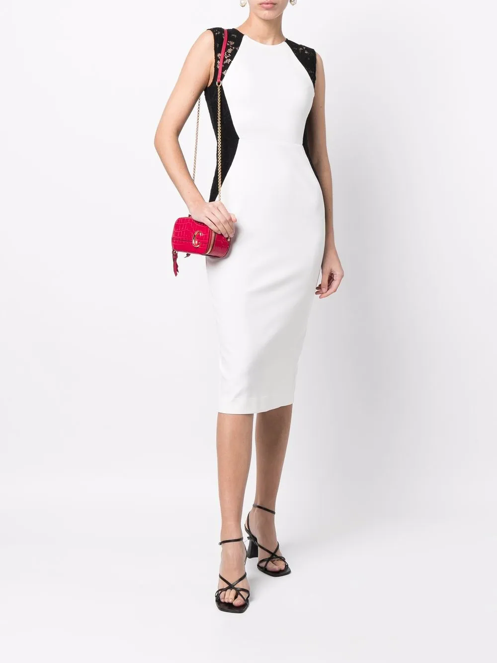 Twinset Midikleid Mit Spitzendetail   Weiß 