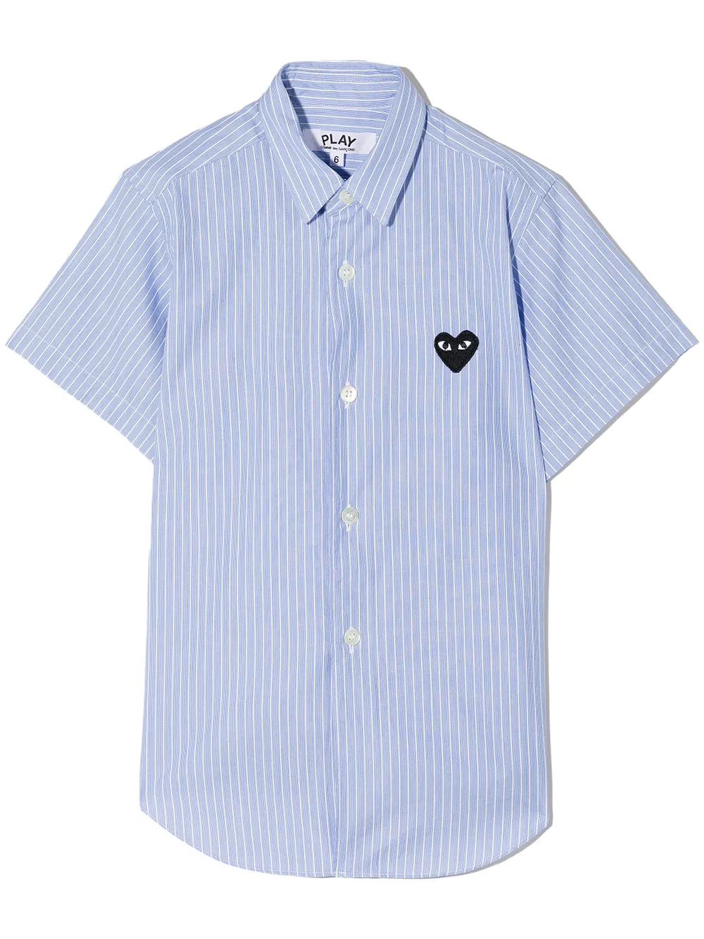 

Comme Des Garçons Play Kids appliqué-heart shortsleeved striped shirt - Blue
