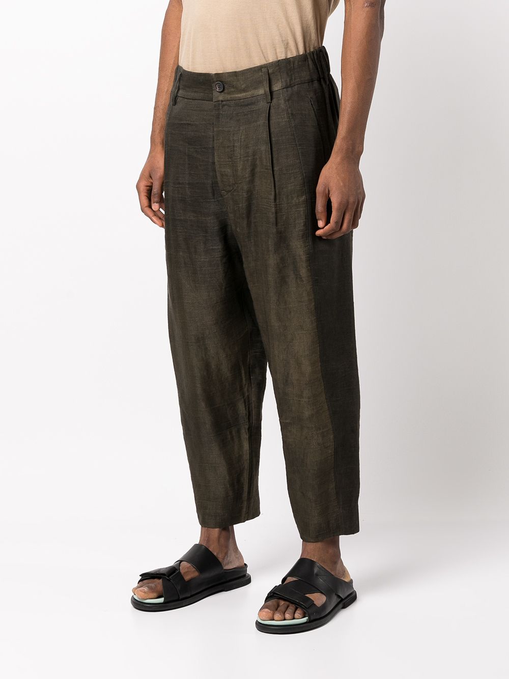 фото Ziggy chen high-waisted tapered linen-blend trousers