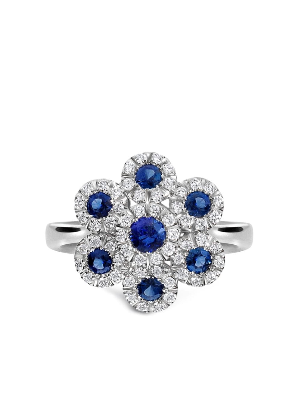 Shop Leo Pizzo 18kt White Gold Sapphire And Diamond Ring In Silber