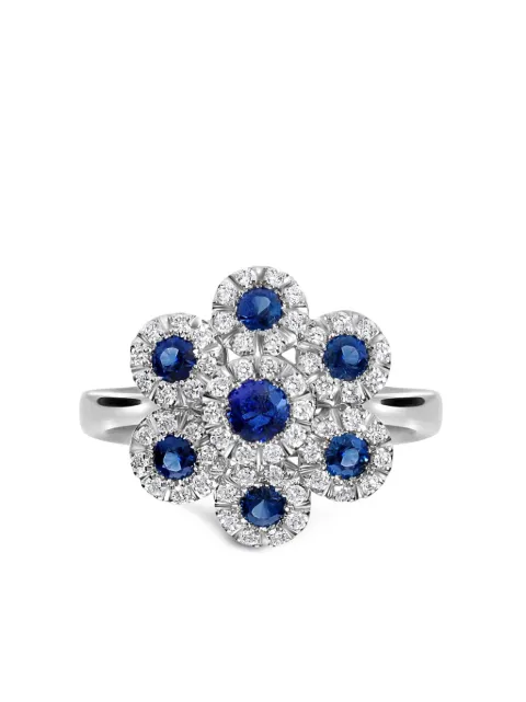 LEO PIZZO bague en or blanc 18ct sertie de diamants et de saphirs