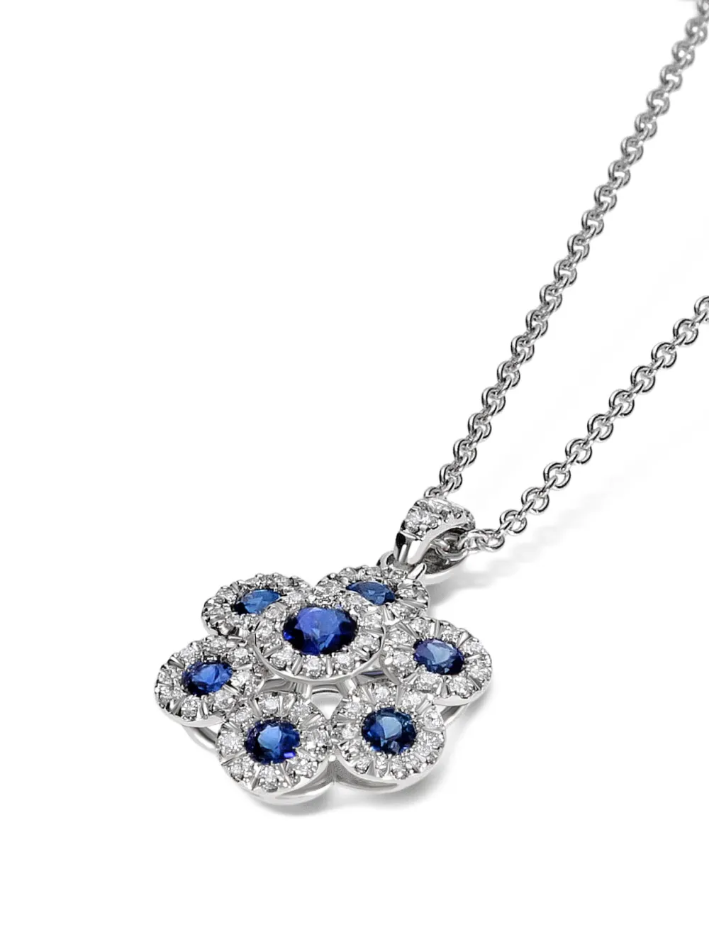 Shop Leo Pizzo 18kt White Gold Augusta Sapphire And Diamond Necklace In Silver