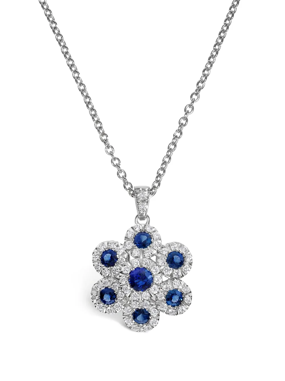 Shop Leo Pizzo 18kt White Gold Augusta Sapphire And Diamond Necklace In Silver