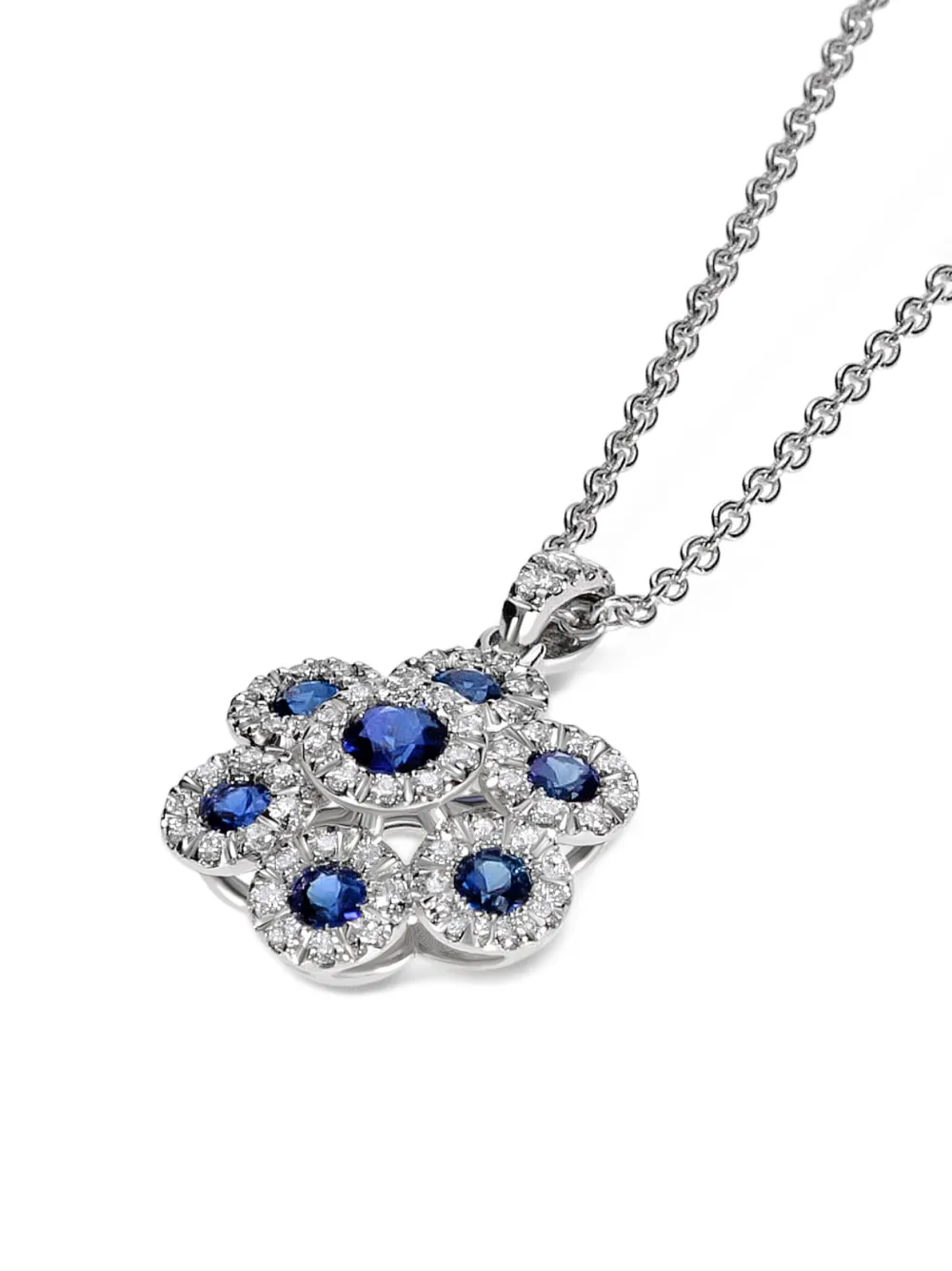 Shop Leo Pizzo 18kt White Gold Augusta Sapphire And Diamond Necklace In Silver