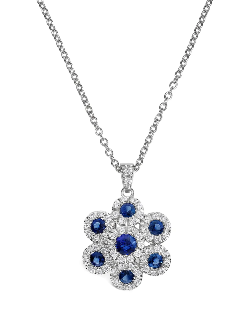  Leo Pizzo 18kt Augusta Weißgoldhalskette Mit Diamanten Und Saphir   Silber 