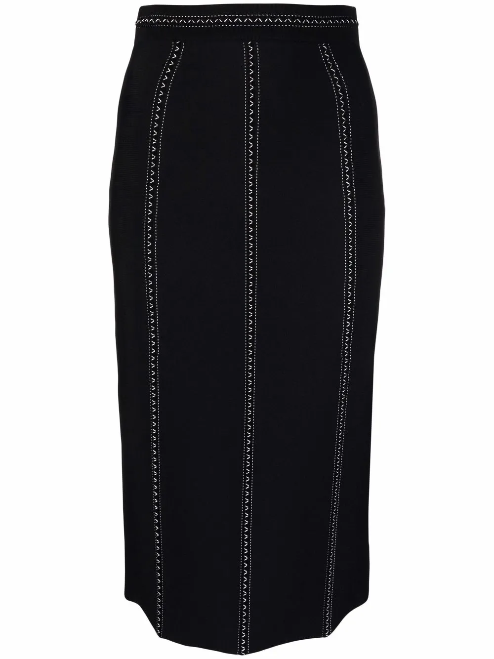 

Alexander McQueen falda midi con costuras en contraste - Negro