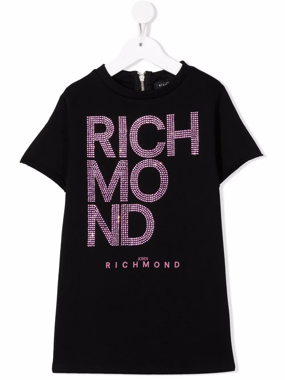 

John Richmond Junior vestido estilo camiseta con cristales - Negro