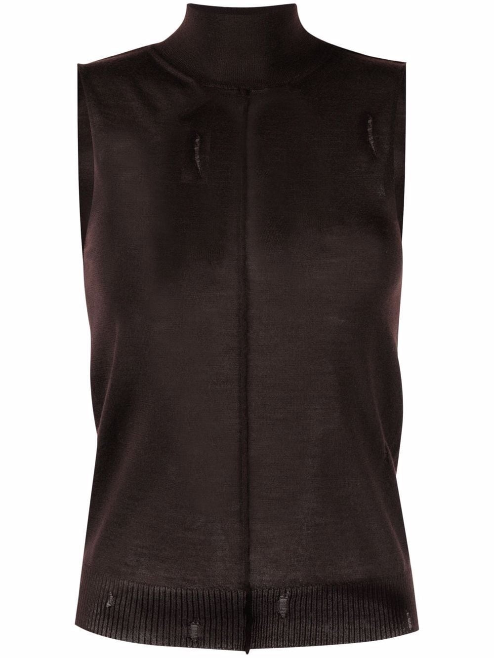 Amiri High Neck Cashmere Waistcoat In Brown