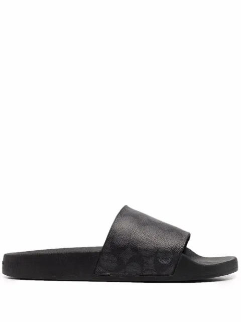 Coach Signature coated canvas slides