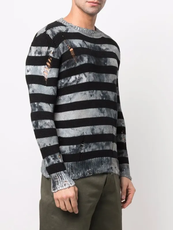 distressed striped jumper