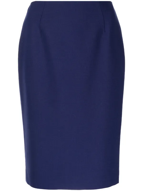 Paule Ka high-waist knee-length Skirt | Blue | FARFETCH BH