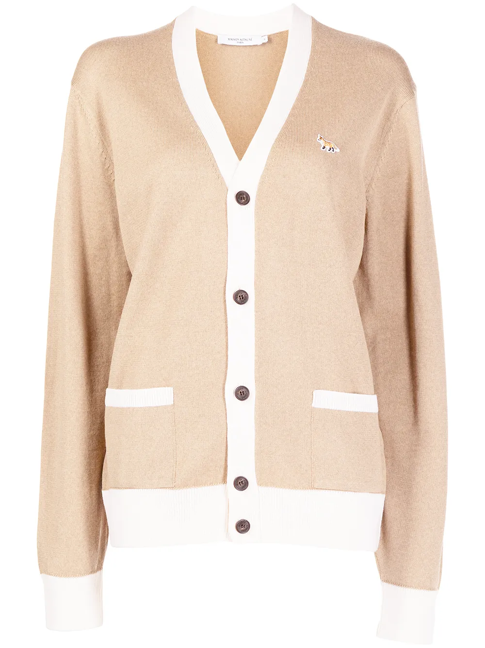 

Maison Kitsuné two-tone wool cardigan - Brown