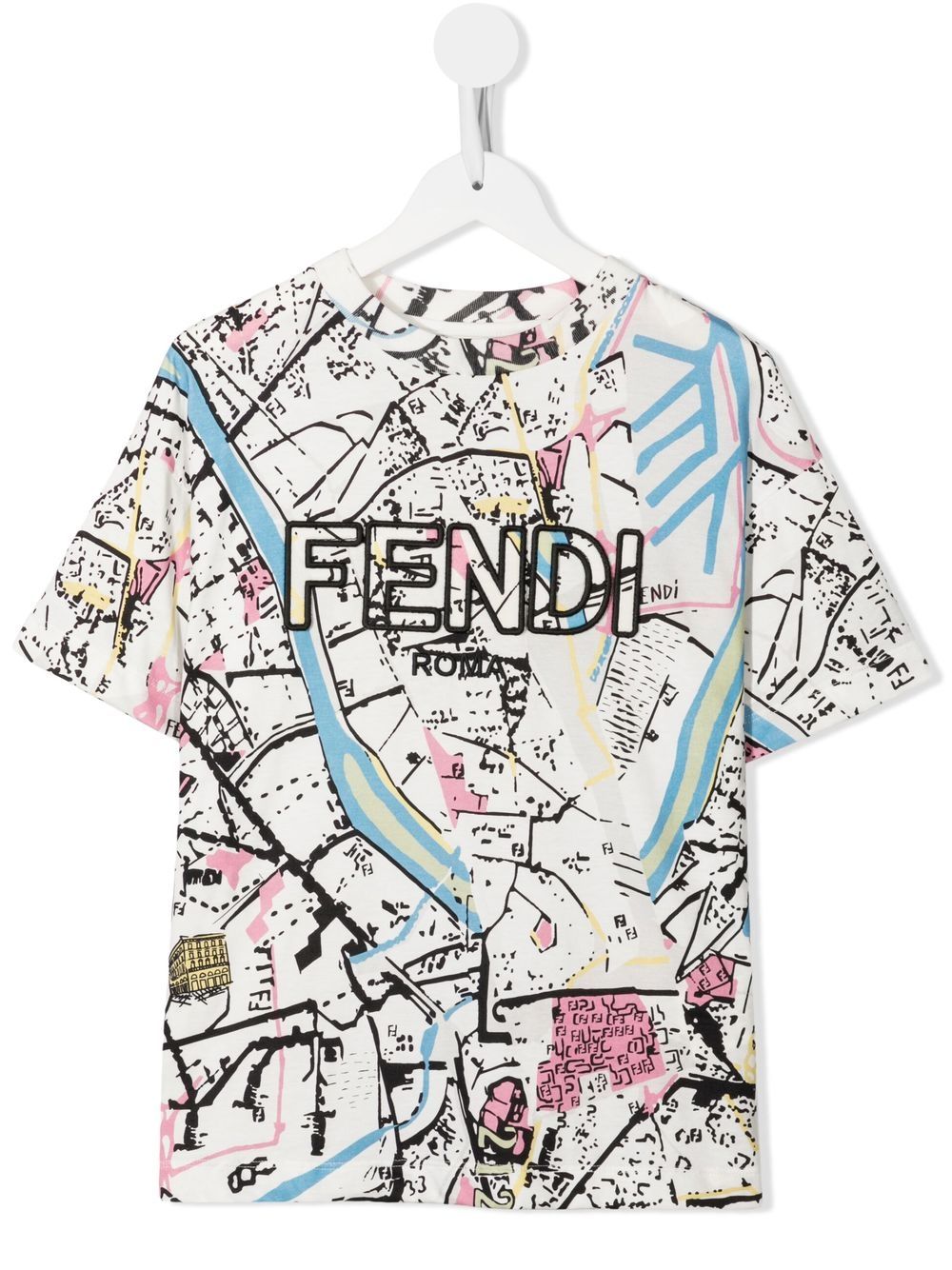 Fendi Kids' Logo-embroidered Cotton T-shirt In Multicolour