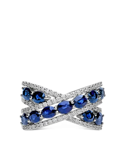 LEO PIZZO anillo en oro blanco de 18kt con diamantes y zafiros