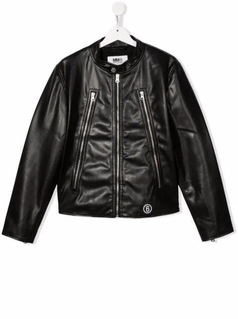 MM6 MAISON MARGIELA KIDS جاكيت بايكر بطبعة شعار الماركة