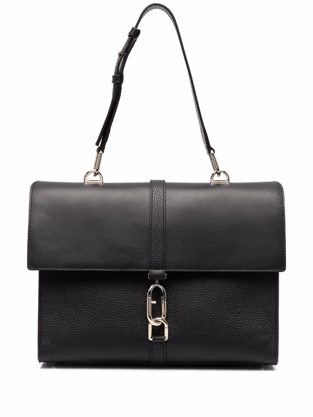 

Furla foldover leather tote bag - Black