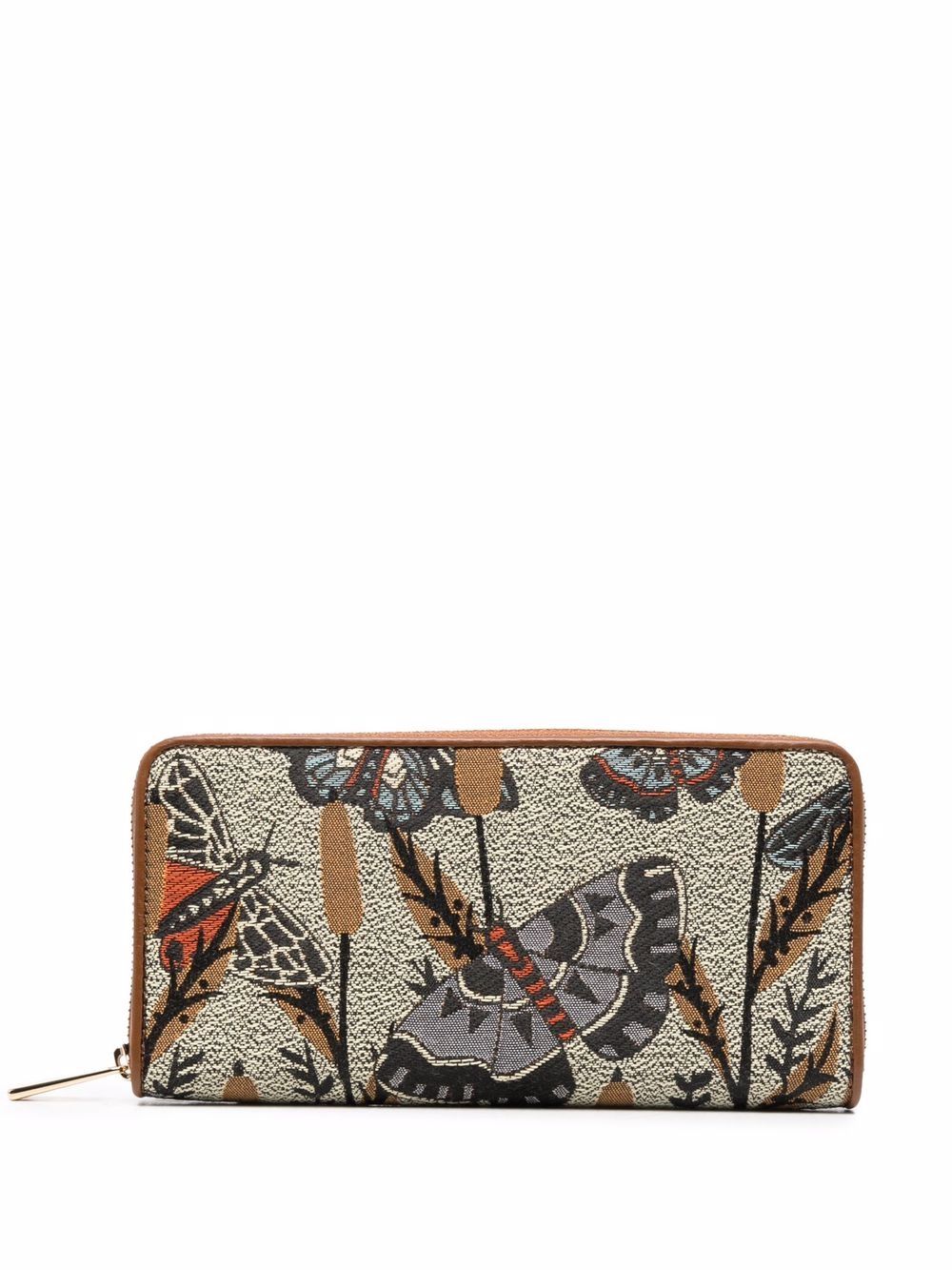 Furla Brown Floral Print Zip Up Purse For Women Wp Bx At Farfetch Com