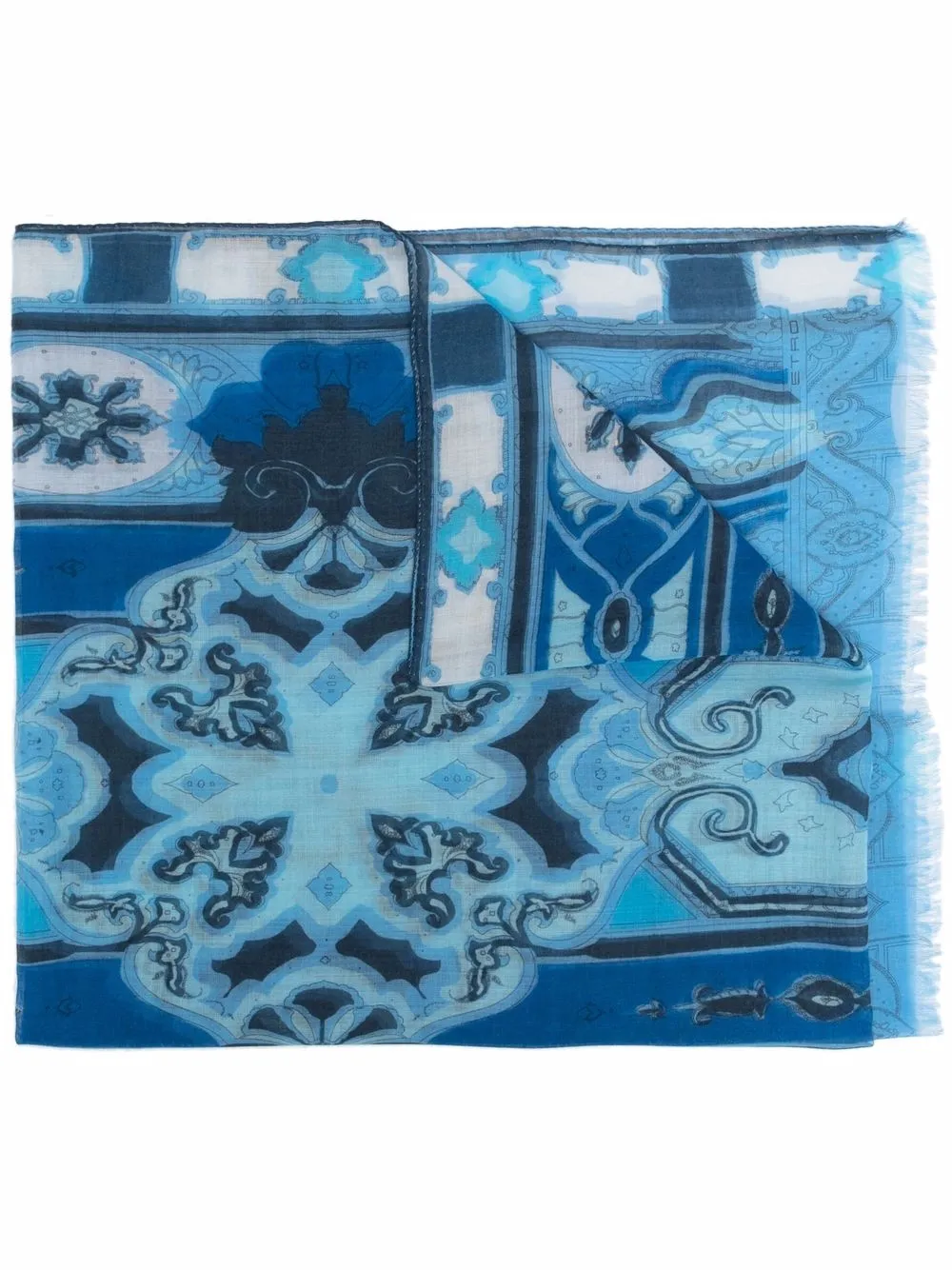 

ETRO paisley-print cashmere scarf - Blue