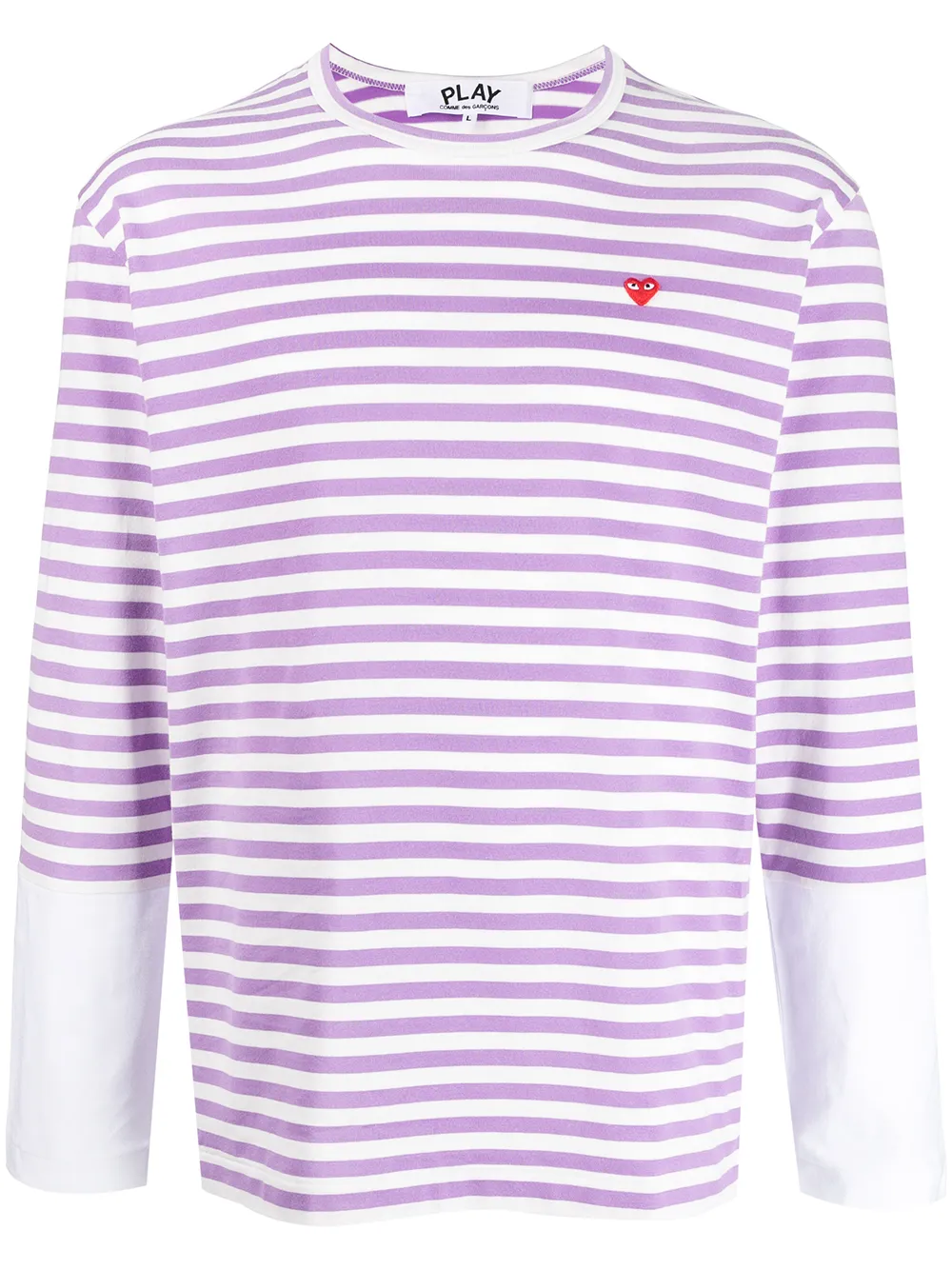 

Comme Des Garçons Play playera manga larga con rayas estampadas - Morado