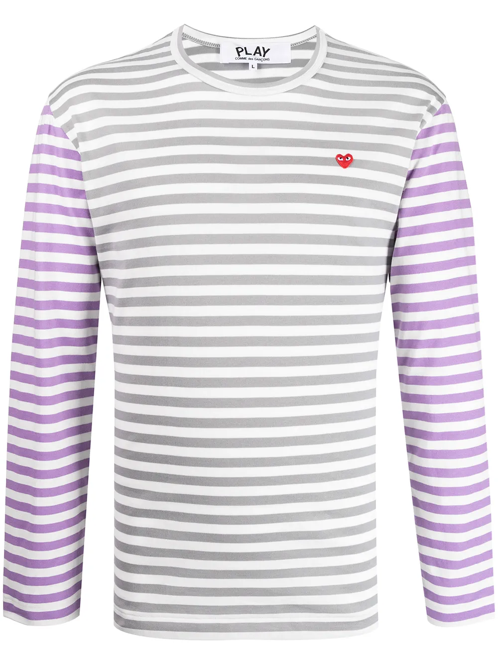 

Comme Des Garçons Play playera manga larga con rayas estampadas - Morado