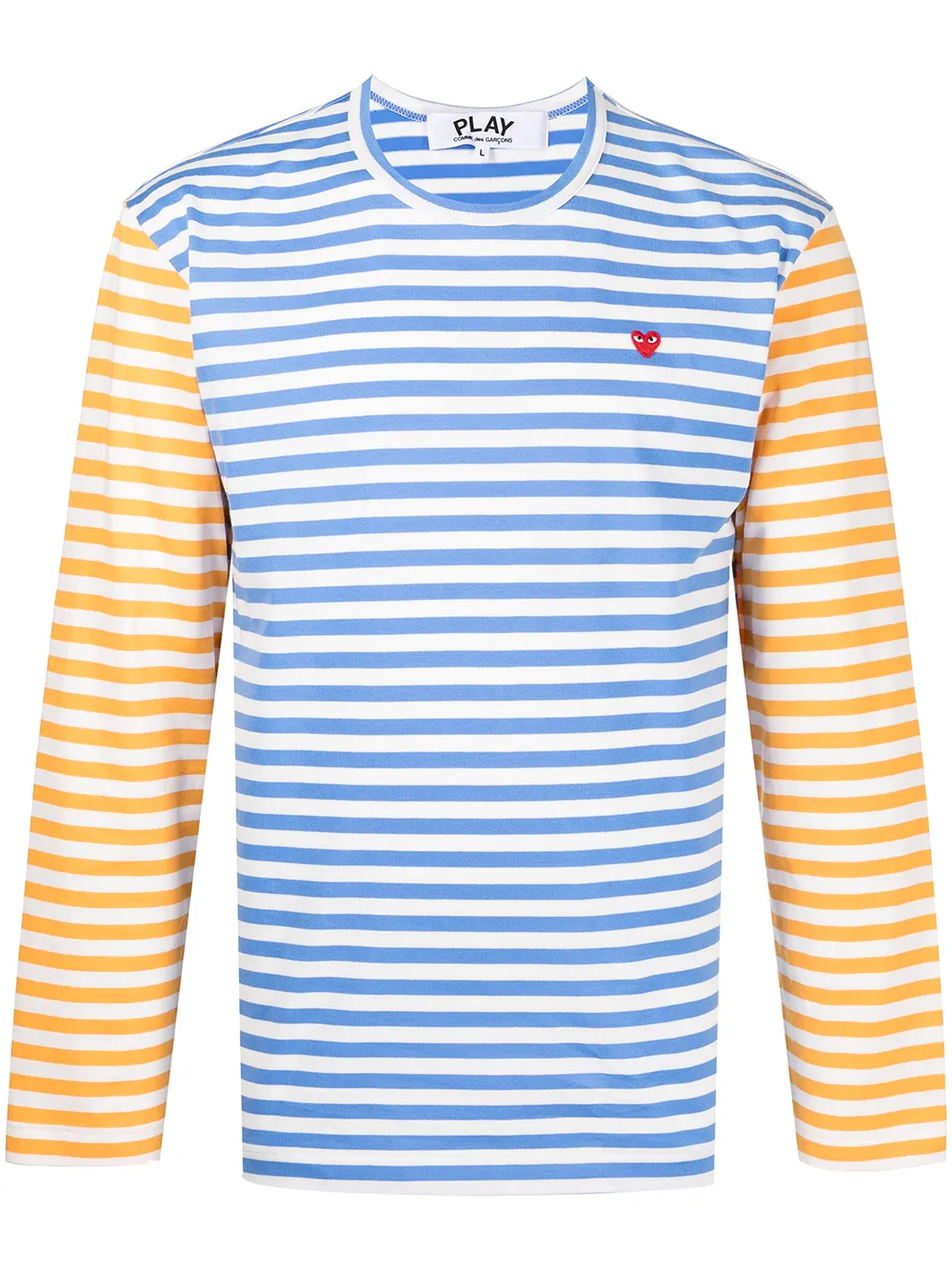 

Comme Des Garçons Play playera manga larga con rayas estampadas - Azul