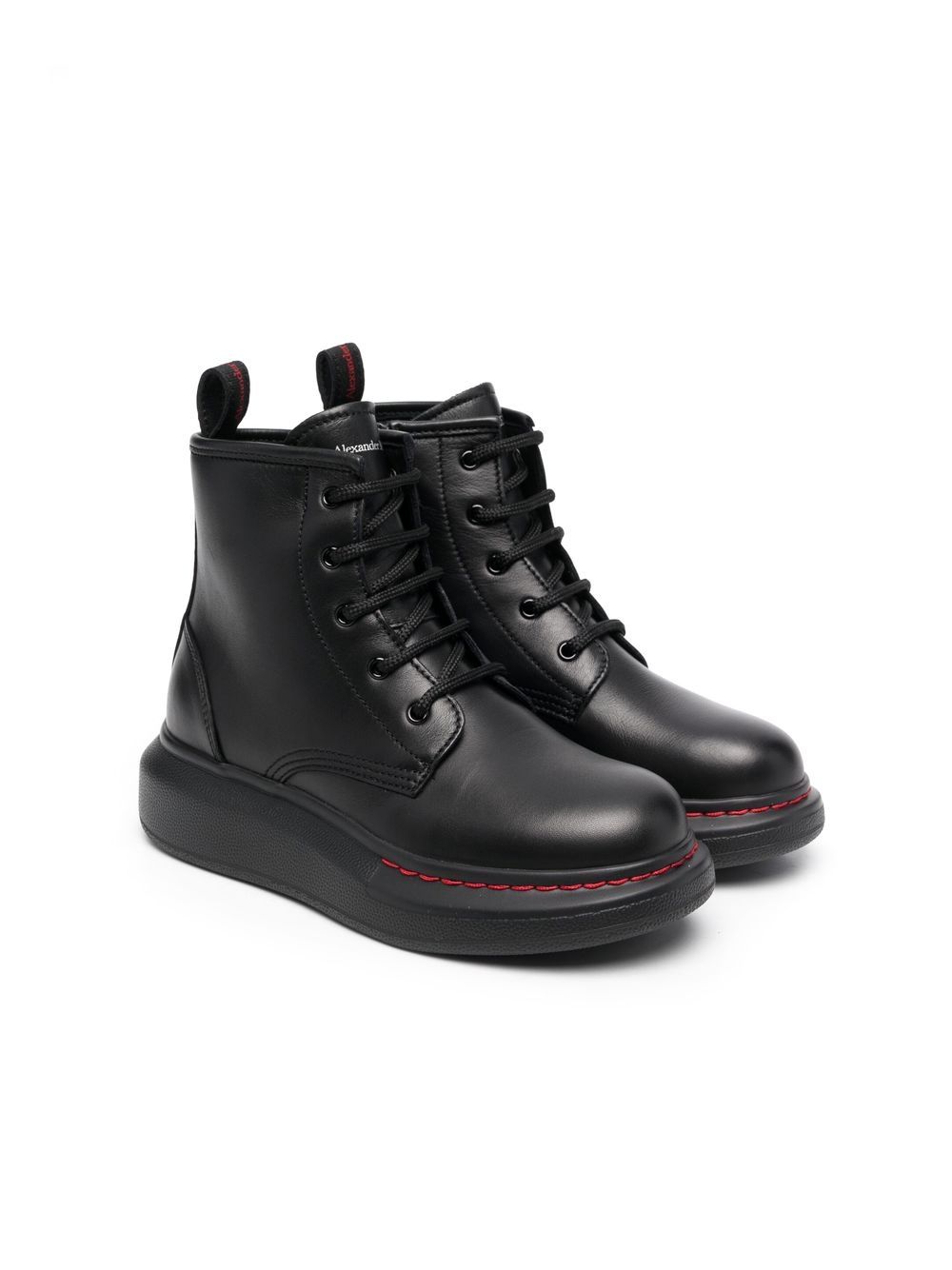 Shop Alexander Mcqueen Lace-up Leather Ankle Boots In Black