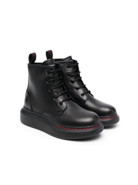 Alexander McQueen Kids lace-up leather ankle boots 