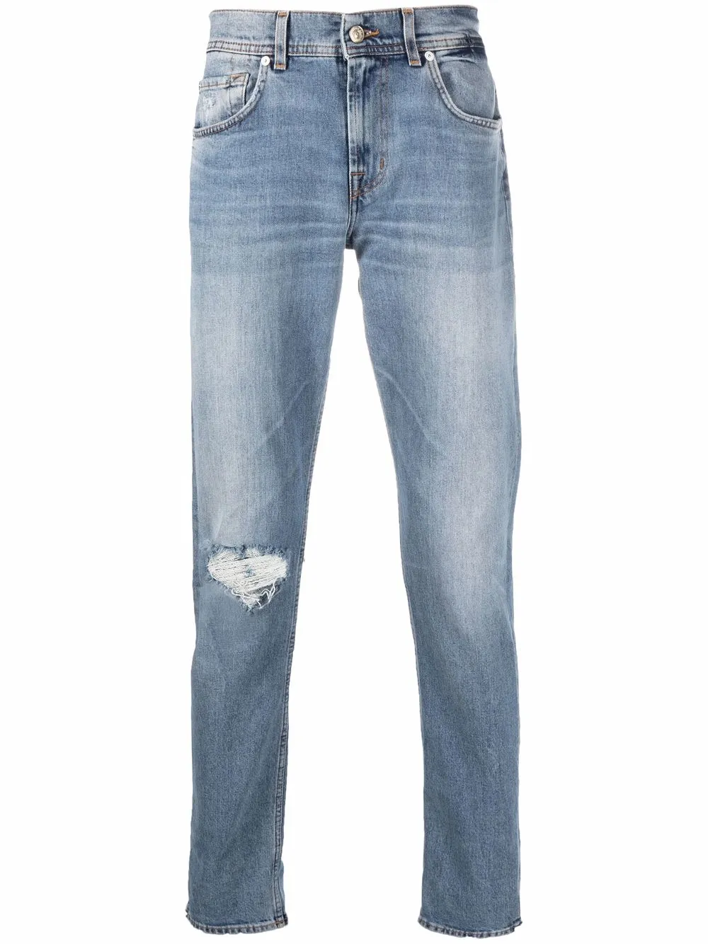

7 For All Mankind jeans rectos con rodillas rasgadas - Azul