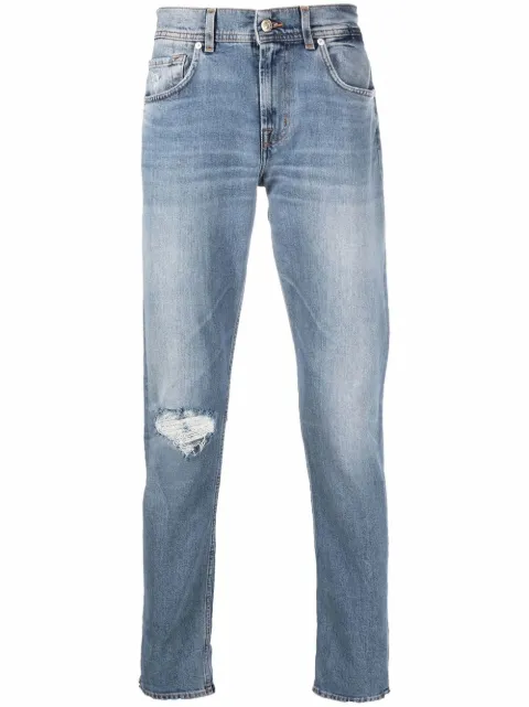7 For All Mankind jeans rectos con rodillas rasgadas